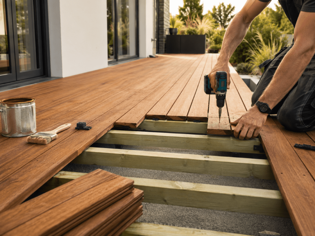 Instalación de tarima de madera en terraza exterior