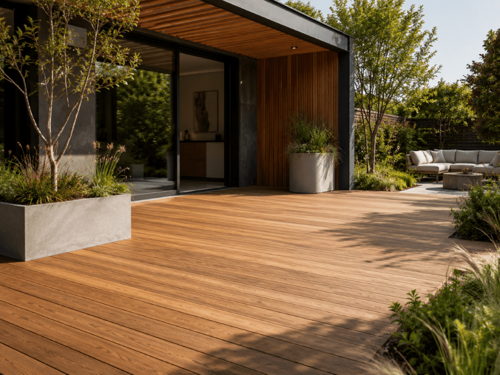 Tarima de madera para exterior en terraza