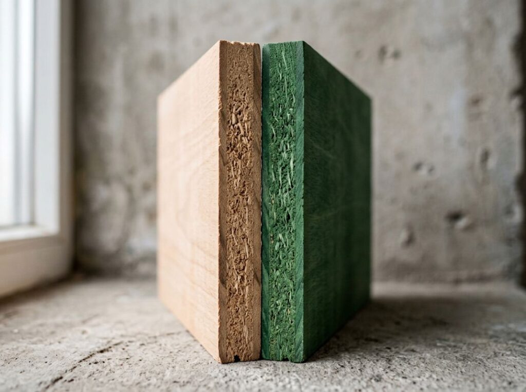 Tablero MDF hidrófugo de color verde para cocinas y baños